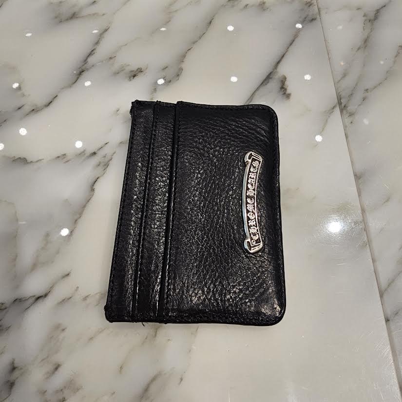 CHROME HEARTS Double Side Scroll Leather Card Case クロムハーツ ダブルサイド スクロール レザーカードケース シルバー925