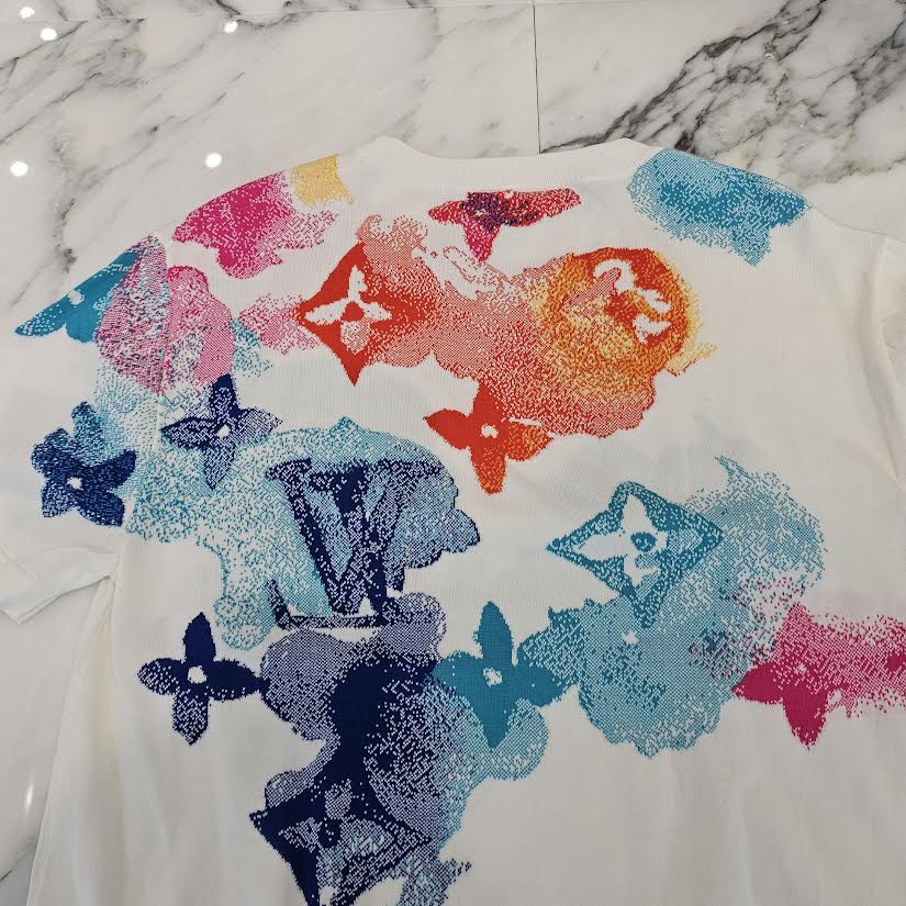 LOUIS VUITTON 2021SS White Multicolor Watercolor Monogram Tee 1A8QWB Size M ルイヴィトン ホワイトマルチカラー ウォーターカラー モノグラム Tシャツ サイズM