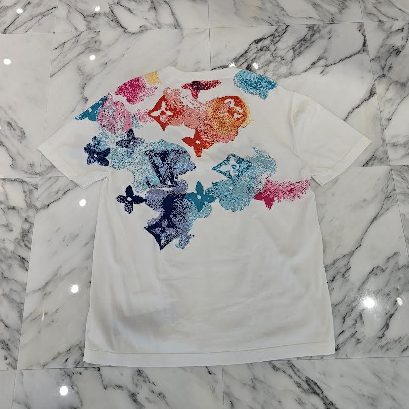LOUIS VUITTON 2021SS White Multicolor Watercolor Monogram Tee 1A8QWB Size M ルイヴィトン ホワイトマルチカラー ウォーターカラー モノグラム Tシャツ サイズM