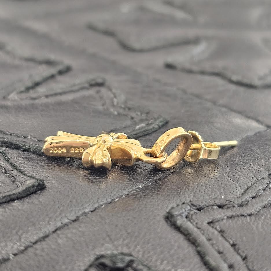 CHROME HEARTS 22K BBY FAT Blue Sapphire Earrings クロムハーツ 22K ベイビーファット ブルーサファイア イヤリング