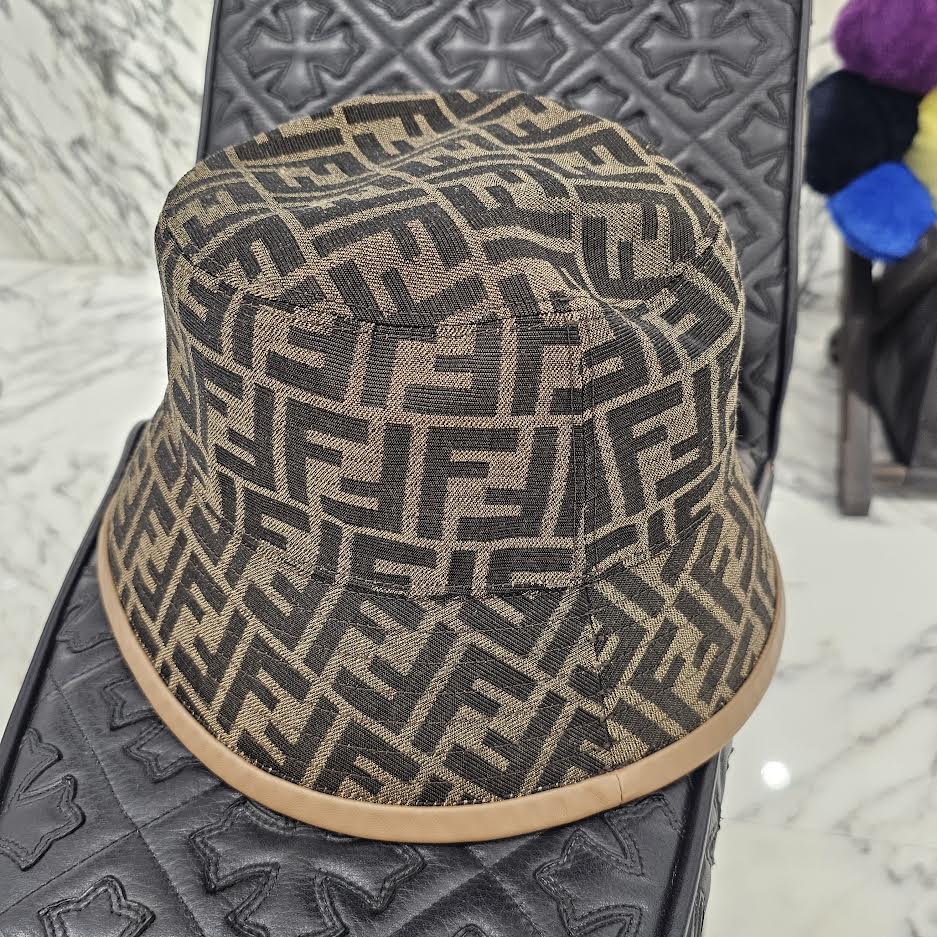 FENDI FF Jacquard Fabric Bucket Hat FXQ801 ALHD L Size L フェンディ FF ジャカード ファブリック バケットハット サイズL