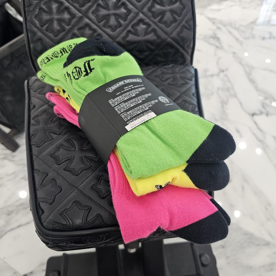 CHROME HEARTS FOTI Skull Embroidery Socks x3 Size JP（27-30