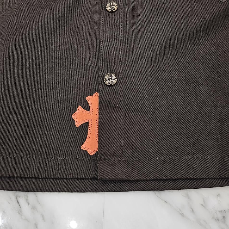 CHROME HEARTS Y NOT WORK DOG Camo Cross Patch × Leather Cross Patch Shirt Jacket Size M クロムハーツ ワイノット ワークドッグ カモクロスパッチ × レザークロスパッチ シャツジャケット サイズM