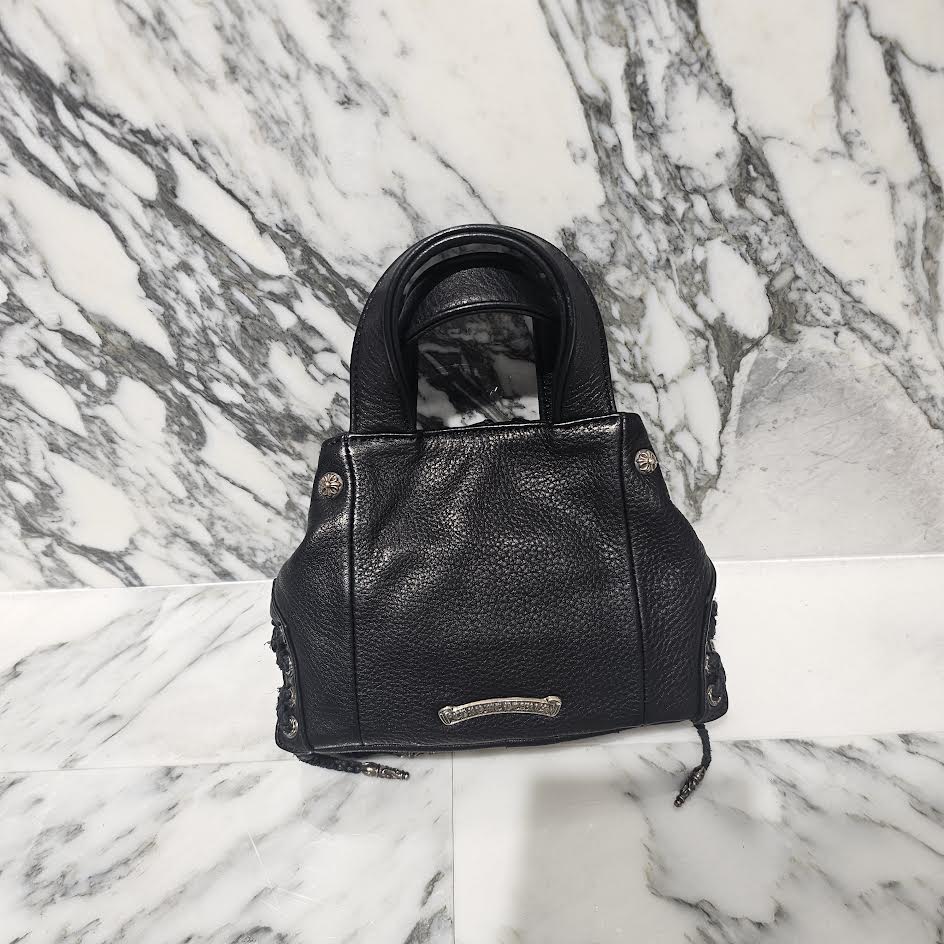CHROME HEARTS JJ Dean Mini Leather Riders Hand Bag クロム
