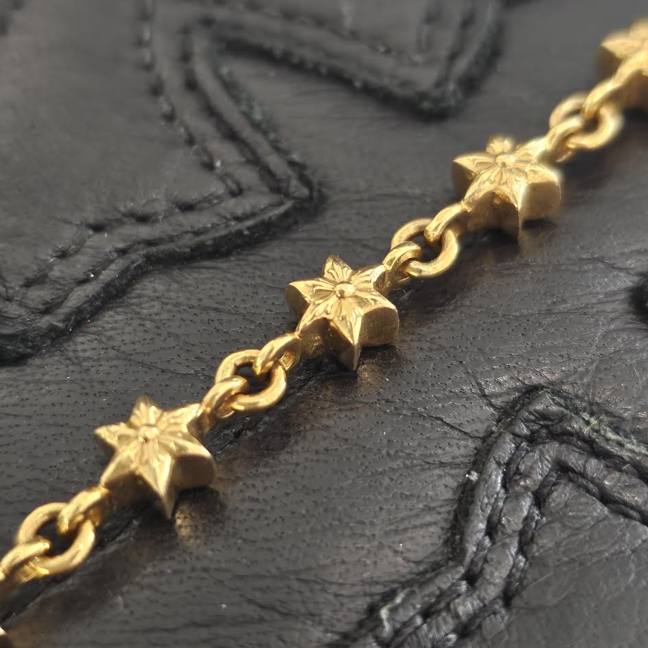 CHROME HEARTS 22K Tiny Star Cross Chain Bracelet 14 LINK クロムハーツ 22K タイニースタークロス チェーン ブレスレット 14リンク