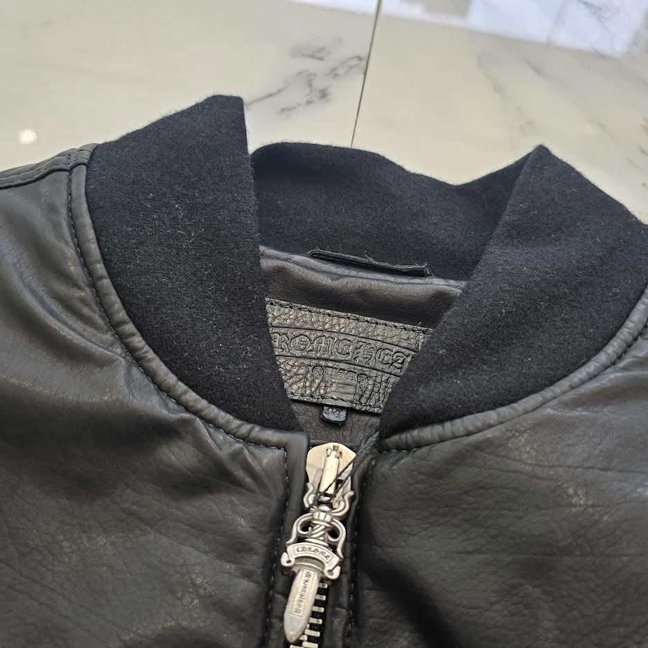 CHROME HEARTS Tokyo Limited Dagger Zip Soft Leather MA-1 Jacket Size M クロムハーツ 東京限定 ダガージップ ソフトレザー MA-1 ジャケット サイズM