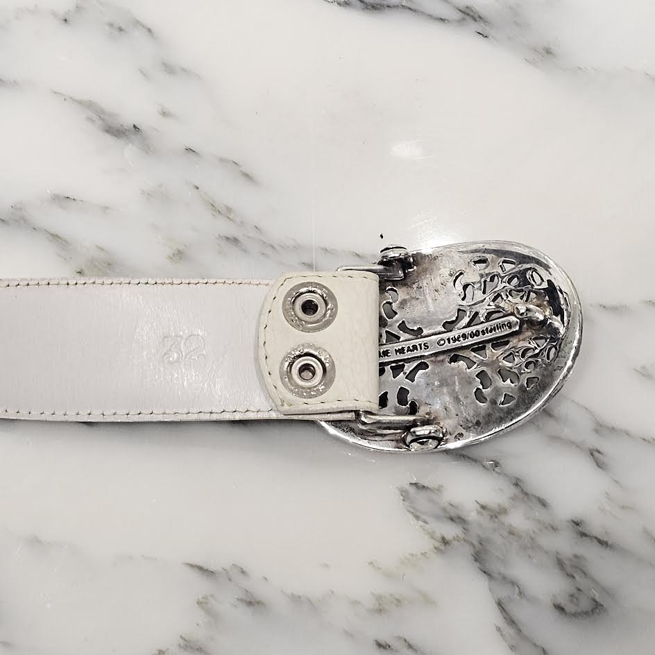 CHROME HEARTS Classic Oval Cross Belt Buckle Scroll Label Rivets Leather Belt Size 32 クロムハーツ クラシックオーバルクロス ベルトバックル スクロールラベル リベッツ レザー ベルト 5穴 サイズ32