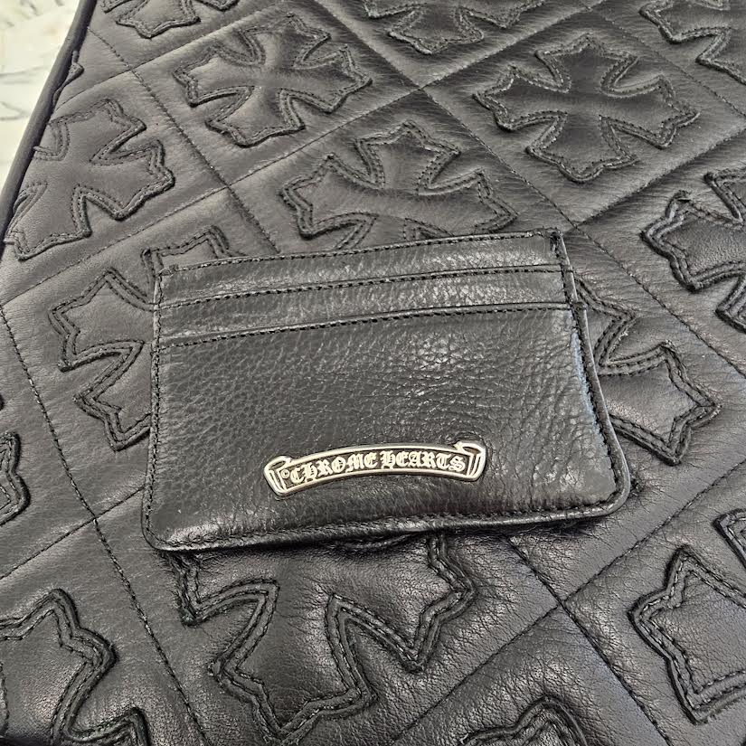 CHROME HEARTS Double Side Scroll Leather Card Case クロムハーツ ダブルサイド スクロール レザーカードケース シルバー925