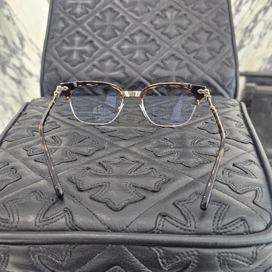 CHROME HEARTS BONENNOISSEUR II Temple CH Cross Half Rim Sunglasses Size 53口19-150 クロムハーツ ボネノワスール テンプルCHクロス ハーフリム サングラス サイズ54口19-148