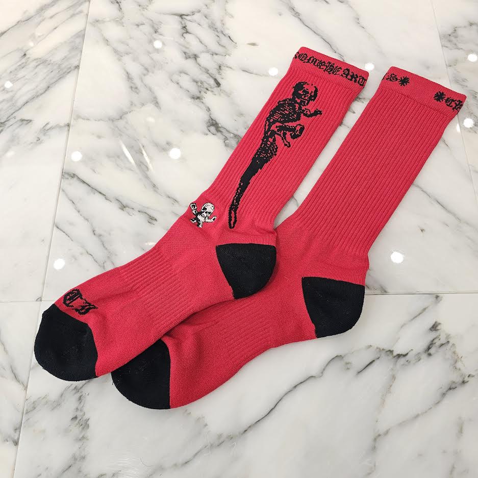 CHROME HEARTS JOE FOTI Skull Embroidery Socks Size 25cm～27cm