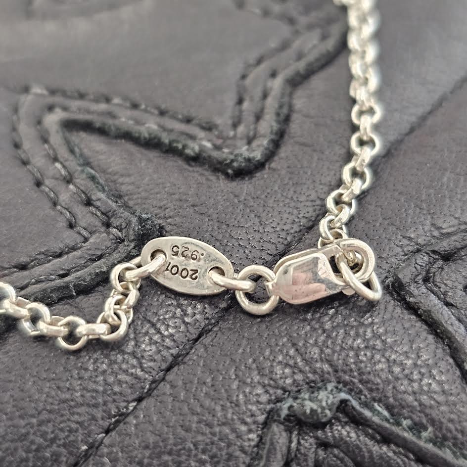 CHROME HEARTS Safety Pin 1 Diamond Roll Chain Necklace Pendant Top