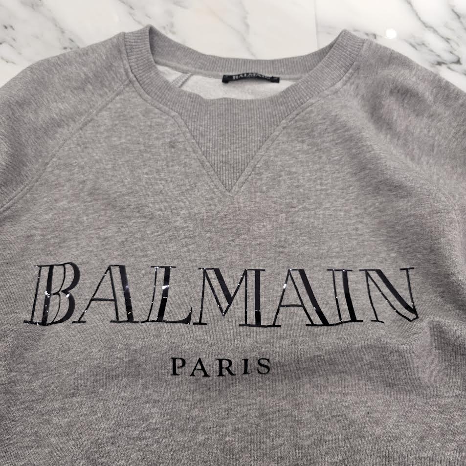 BALMAIN 2018AW Logo Crew Neck Sweat Shirt W8H6279I350 Size S バルマン ロゴ クルーネック スウェットシャツ サイズS