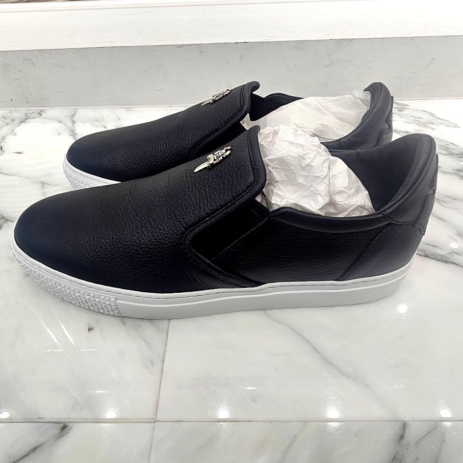 CHROME HEARTS CH Plus Leather Patch Dagger Slip On Size 42(26.5cm-27cm) クロムハーツ CHプラス レザーパッチ ダガー スリッポン サイズ42(26.5cm-27cm)