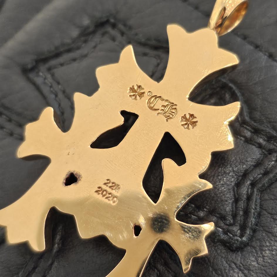 CHROME HEARTS 22K Triple CH Cross Pave Diamond Pendant Top クロムハーツ 22K トリプル CHクロス パヴェダイヤモンド ペンダントトップ