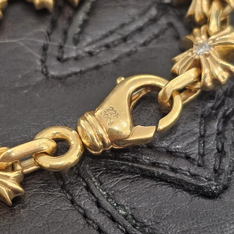 CHROME HEARTS 22K X Tiny E CH Plus Pave Diamond Bracelet 16LINK クロムハーツ 22K X タイニーE CHプラス パヴェダイヤモンド ブレスレット 16リンク