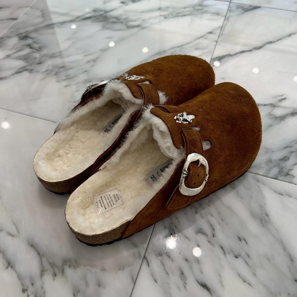 CHROME HEARTS × BIRKENSTOCK Boston Limited Silver Dagger Suede Leather Sandals Size 42(27cm) クロムハーツ × ビルケンストック ボストン限定 シルバーダガー装飾 スエードレザー サンダル サイズ42(27cm)