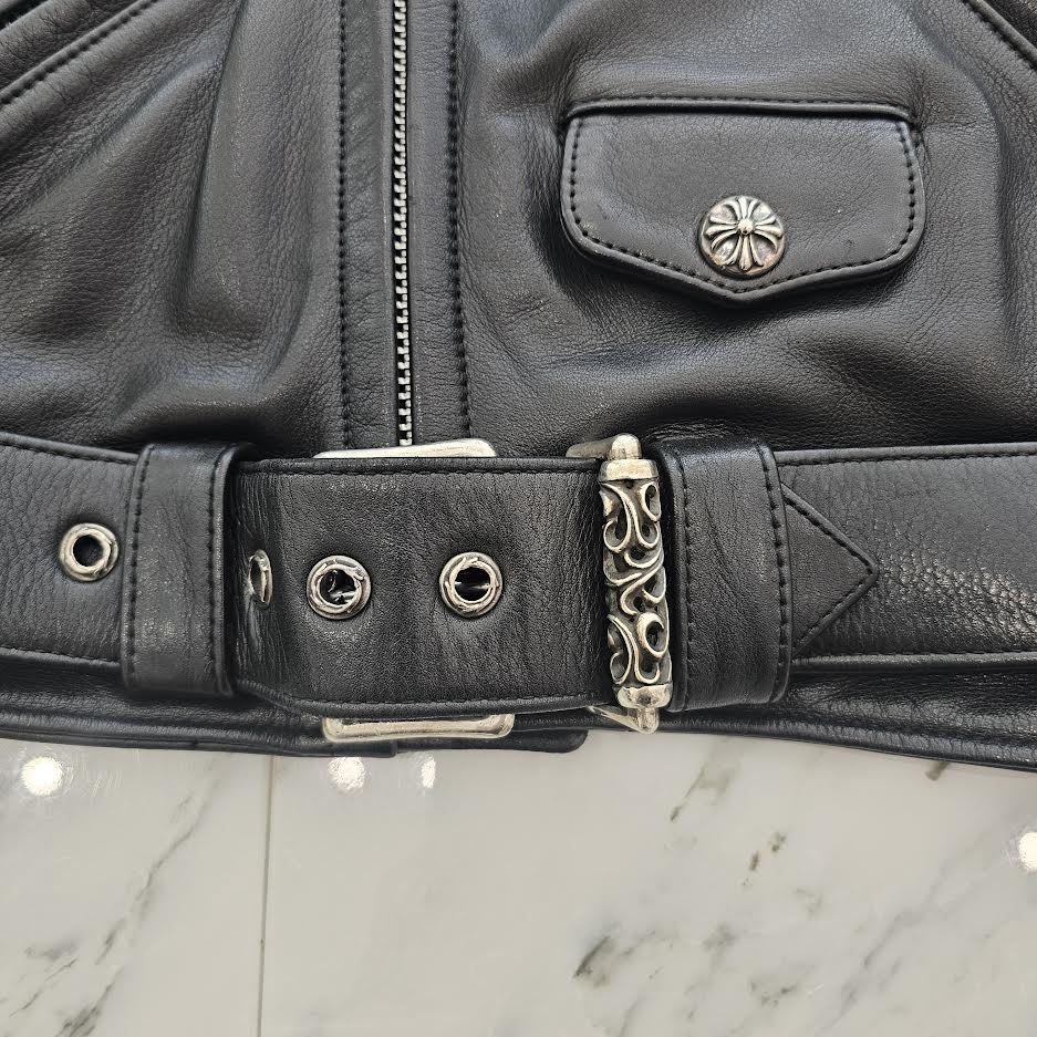 CHROME HEARTS JJ DEAN Dagger Zip Riders Leather Jacket Size L クロムハーツ JJディーン ダガー ジップ ライダース レザージャケット サイズL