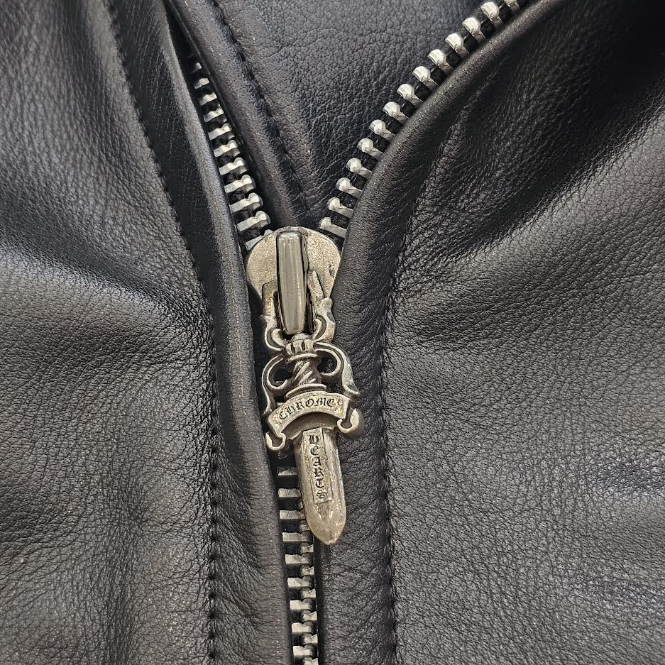 CHROME HEARTS JJ DEAN Dagger Zip Riders Leather Jacket Size L クロムハーツ JJディーン ダガー ジップ ライダース レザージャケット サイズL