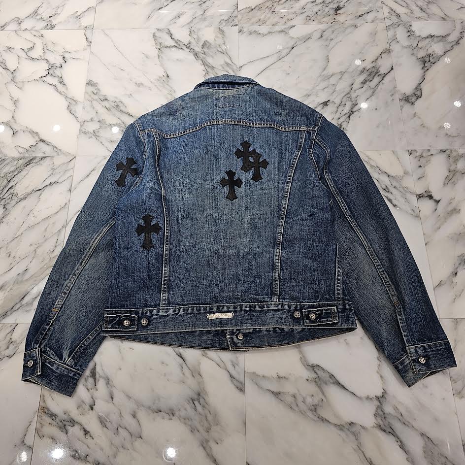 CHROME HEARTS × Levi's VNTG Leather Cross Patch Denim Jacket Size M クロムハーツ × リーバイス ヴィンテージ レザークロスパッチ デニムジャケット サイズM