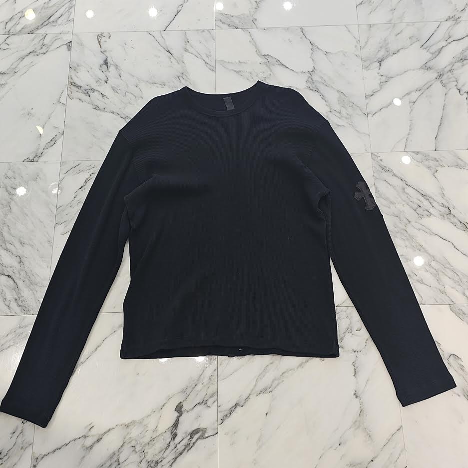 CHROME HEARTS Y NOT 2 Cross Leather Patch Thermal Long Sleeve Tee XL クロムハーツ ワイノット 2クロスレザーパッチ サーマル ロングスリーブTシャツ サイズXL