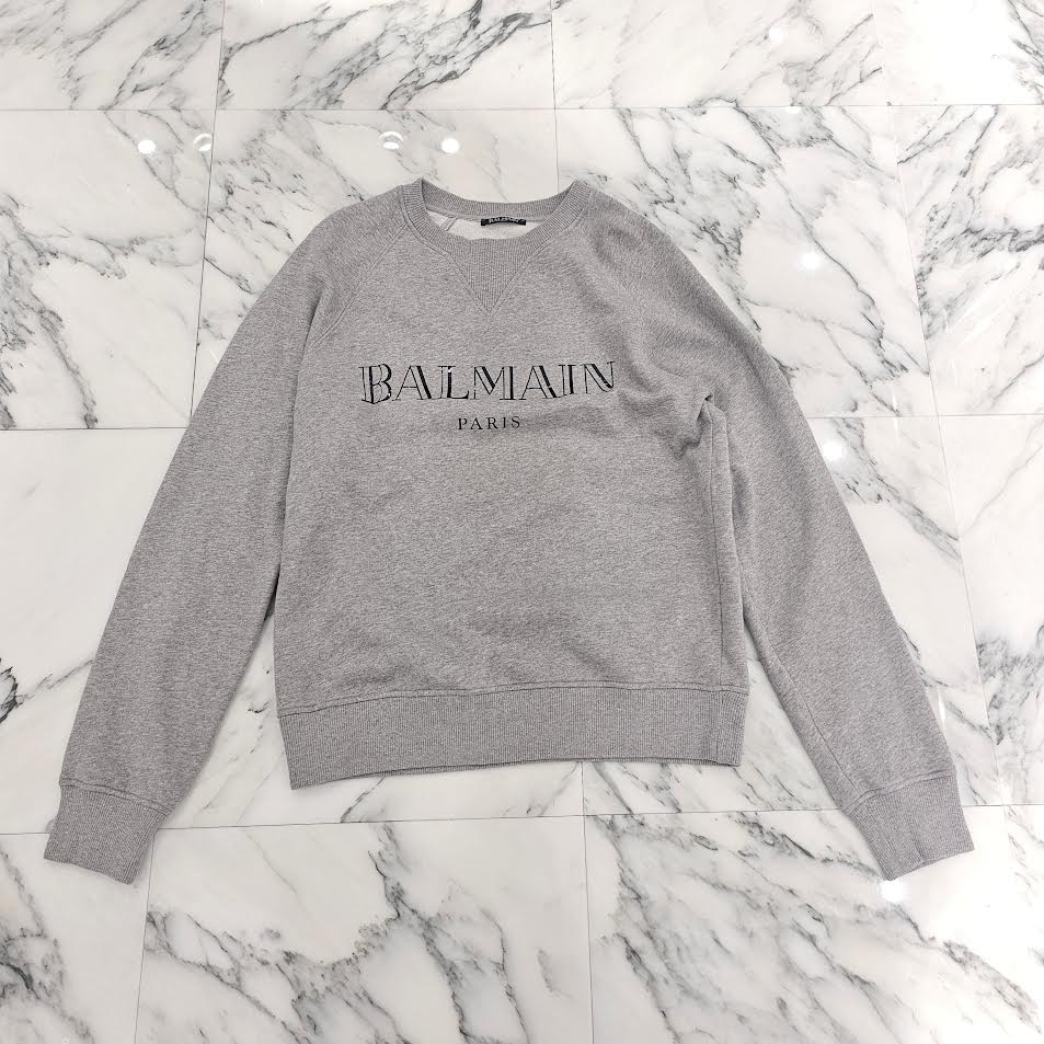 BALMAIN 2018AW Logo Crew Neck Sweat Shirt W8H6279I350 Size S バルマン ロゴ クルーネック スウェットシャツ サイズS