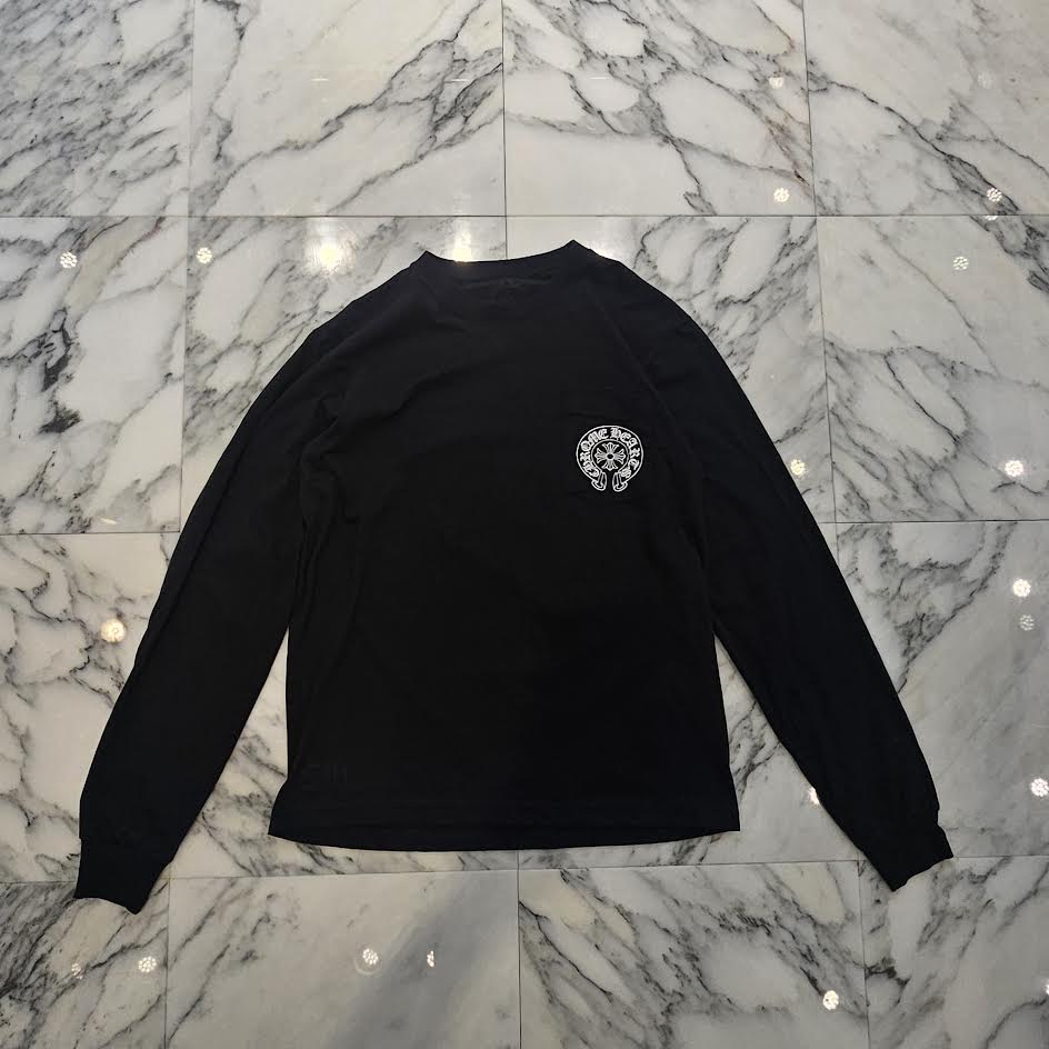 Chrome hearts クロムハーツ フローラルクロス ロンT クロムハーツロングTシャツグリーンセメタリークロスブラック