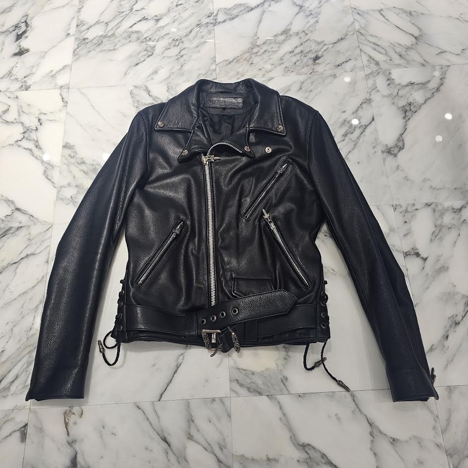 CHROME HEARTS JJ DEAN Dagger Zip Riders Leather Jacket Size L クロムハーツ JJディーン ダガー ジップ ライダース レザージャケット サイズL