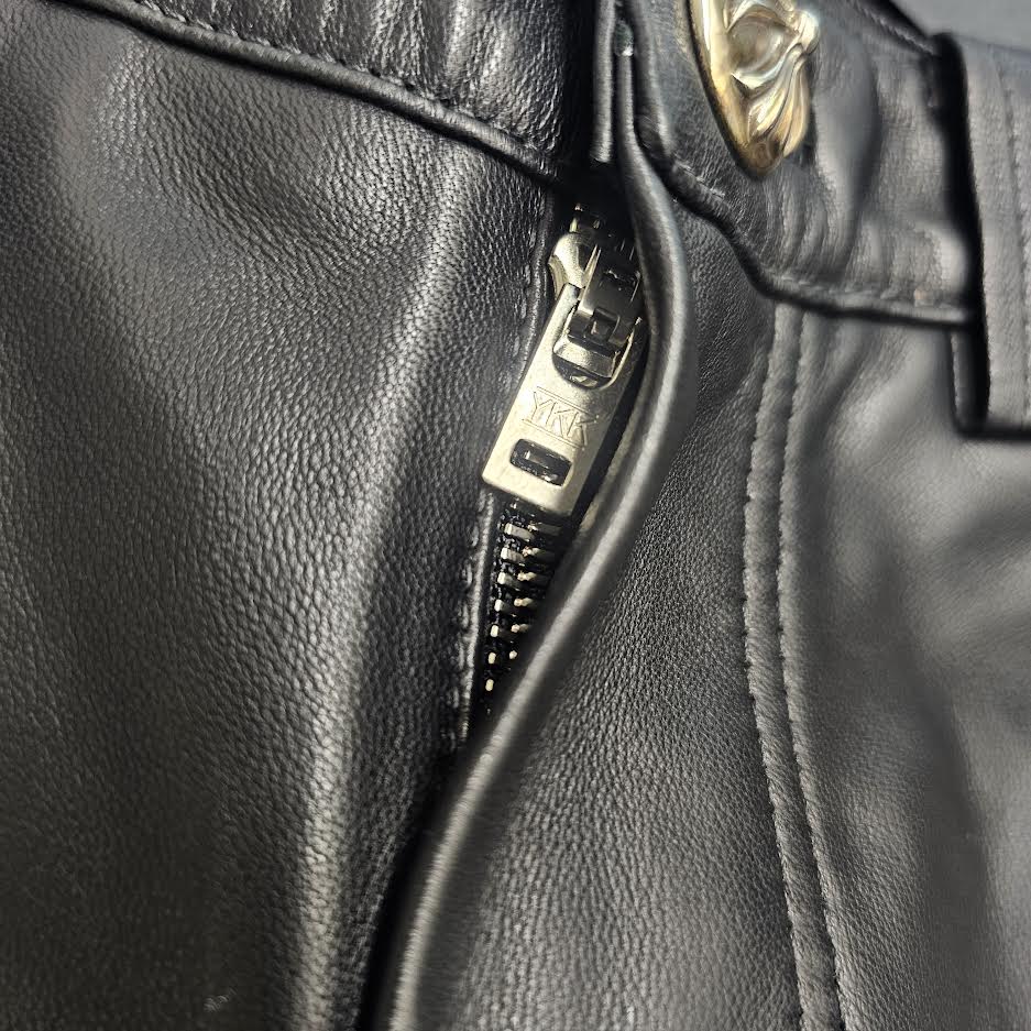 CHROME HEARTS Cross Ball Button Lamb Leather Shorts Size 24 クロムハーツ クロスボールボタン ラム レザーショーツ サイズ24