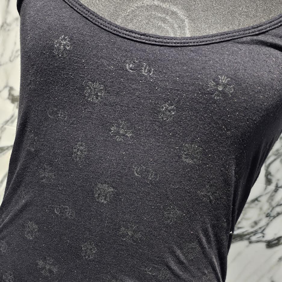 CHROME HEARTS Multi Cross Logo Print Long Camisole Size S クロムハーツ マルチクロス ロゴプリント ロングキャミソール サイズS