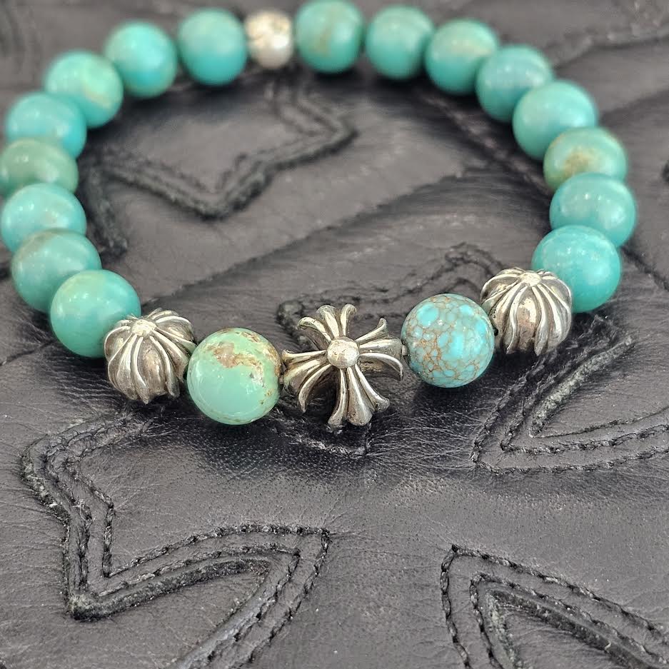 CHROME HEARTS Turquoise Beads Bracelet Size 8mm クロムハーツ ターコイズ ビーズ ブレスレット サイズ8mm