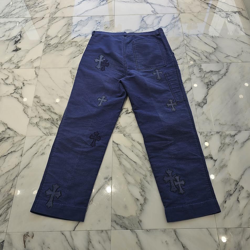 CHROME HEARTS VNTG Cross Quilting Patch French Work Pants Size 33 クロムハ―ツ ヴィンテージ クロスキルティングパッチ フレンチワーク パンツ サイズ33