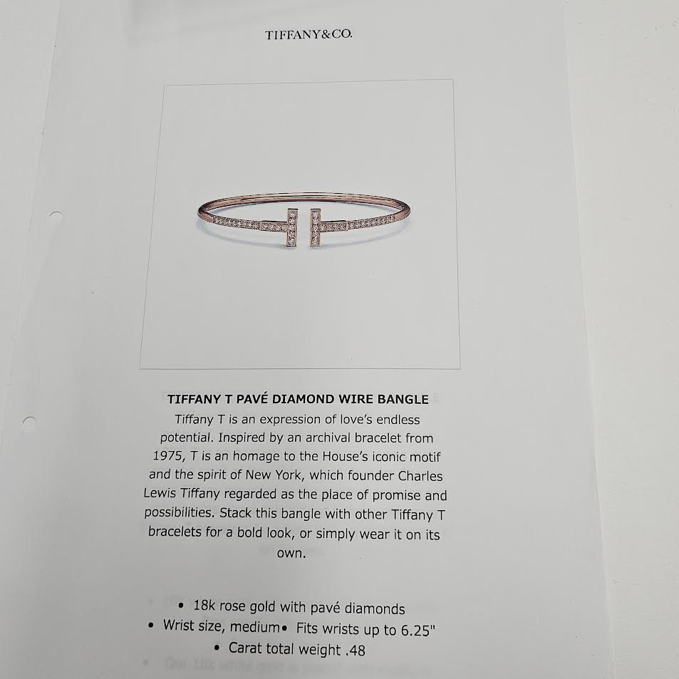 Tiffany Co. 18K RG Tiffany T Pave Diamond Wire Bangle 73546699 Size Medium ティファニー 18K ローズゴールド ティファニーT パヴェダイヤモンド ワイヤー バングル サイズMedium