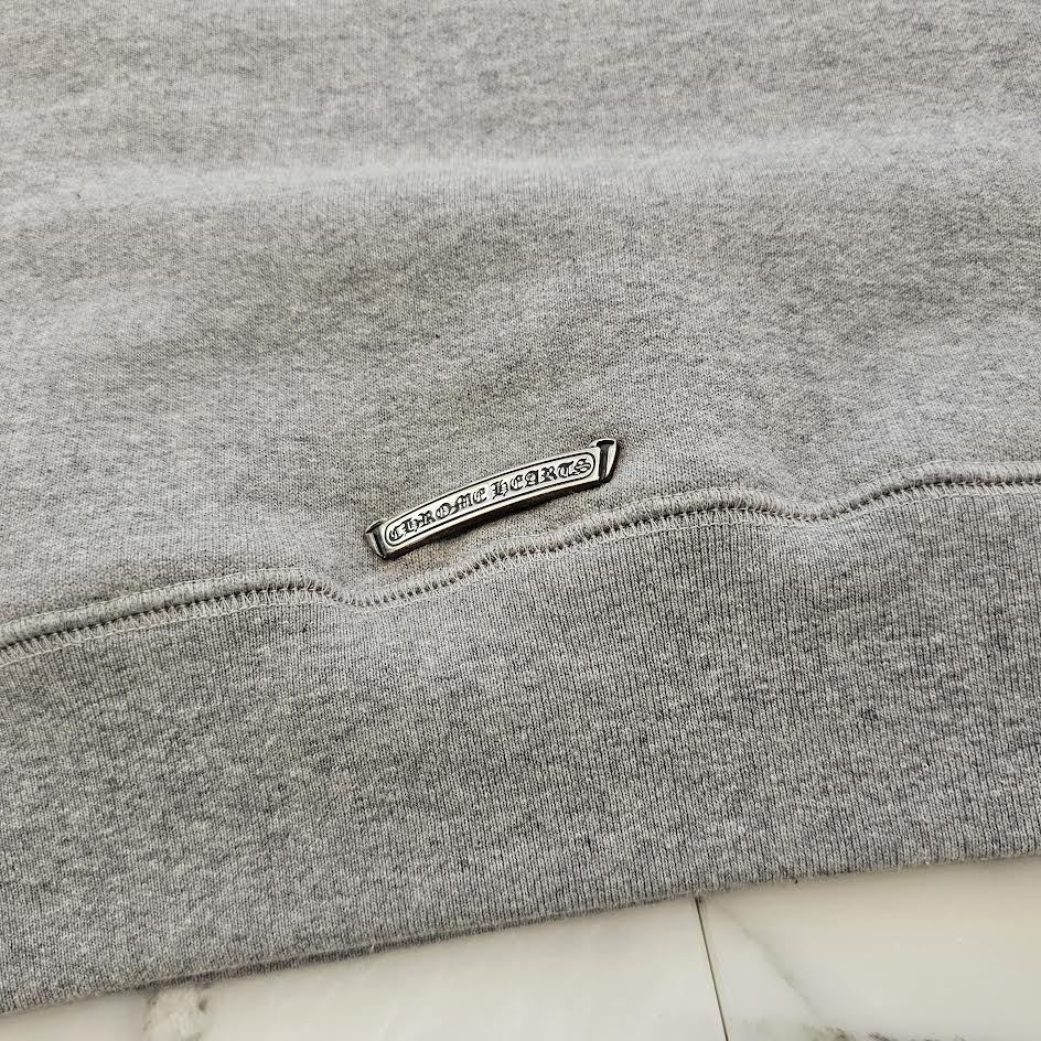 CHROME HEARTS Y NOT Cemetery Cross Leather Patch Sweatshirt Size L