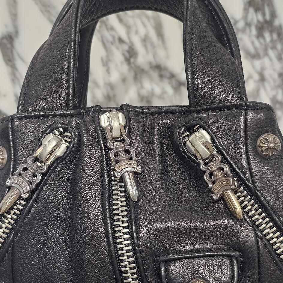 CHROME HEARTS JJ Dean Mini Leather Riders Hand Bag クロムハーツ JJ ディーン ミニレザー ライダース ハンドバッグ