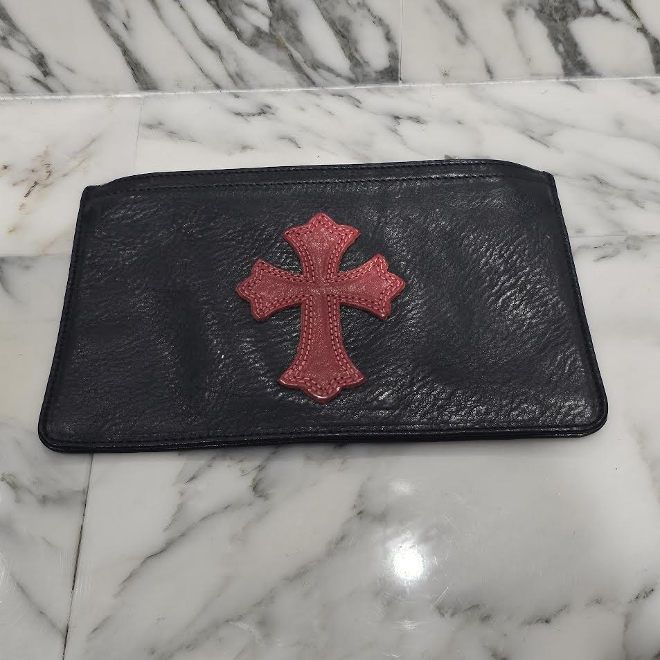 CHROME HEARTS Cross Leather Patch ZPR CHNG PURSE クロムハーツ クロスレザーパッチ ラウンドジップ チェンジパース