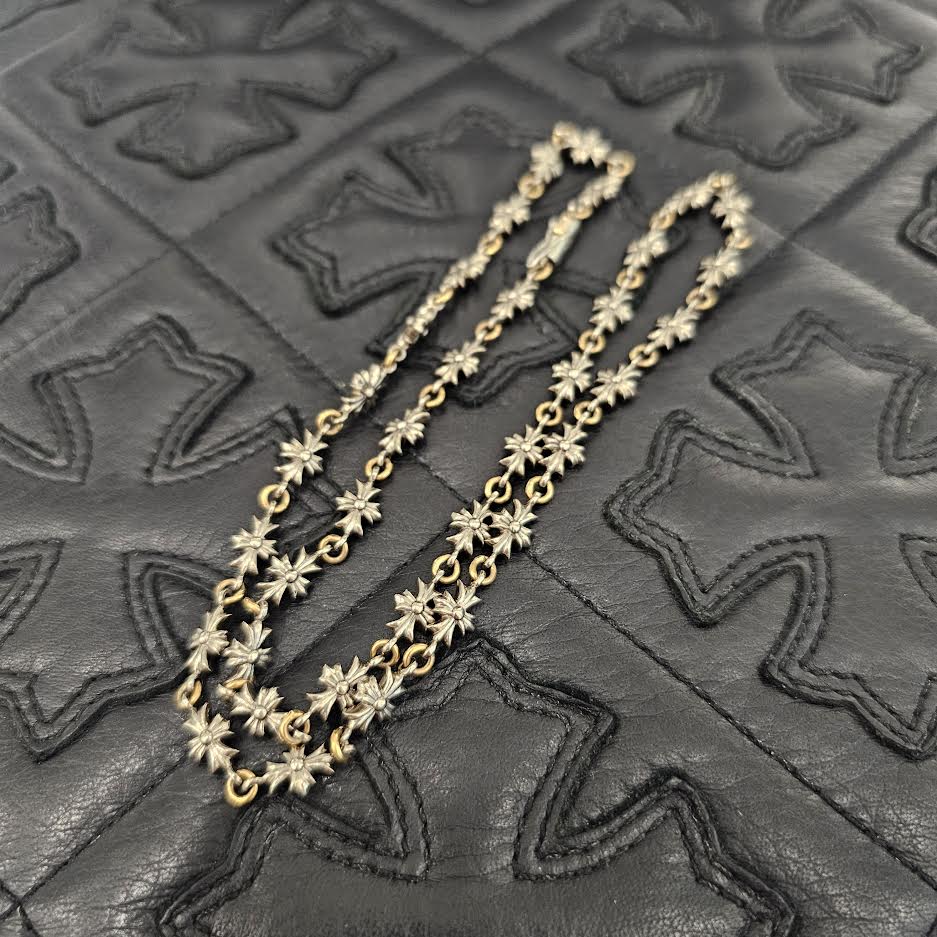 CHROME HEARTS 18K WHITE GOLD / YELLOW GOLD TINY E CH Plus Necklace Size 20 Inch クロムハーツ 18K ホワイトゴールド/イエローゴールド タイニーE CHプラス ネックレス サイズ20インチ