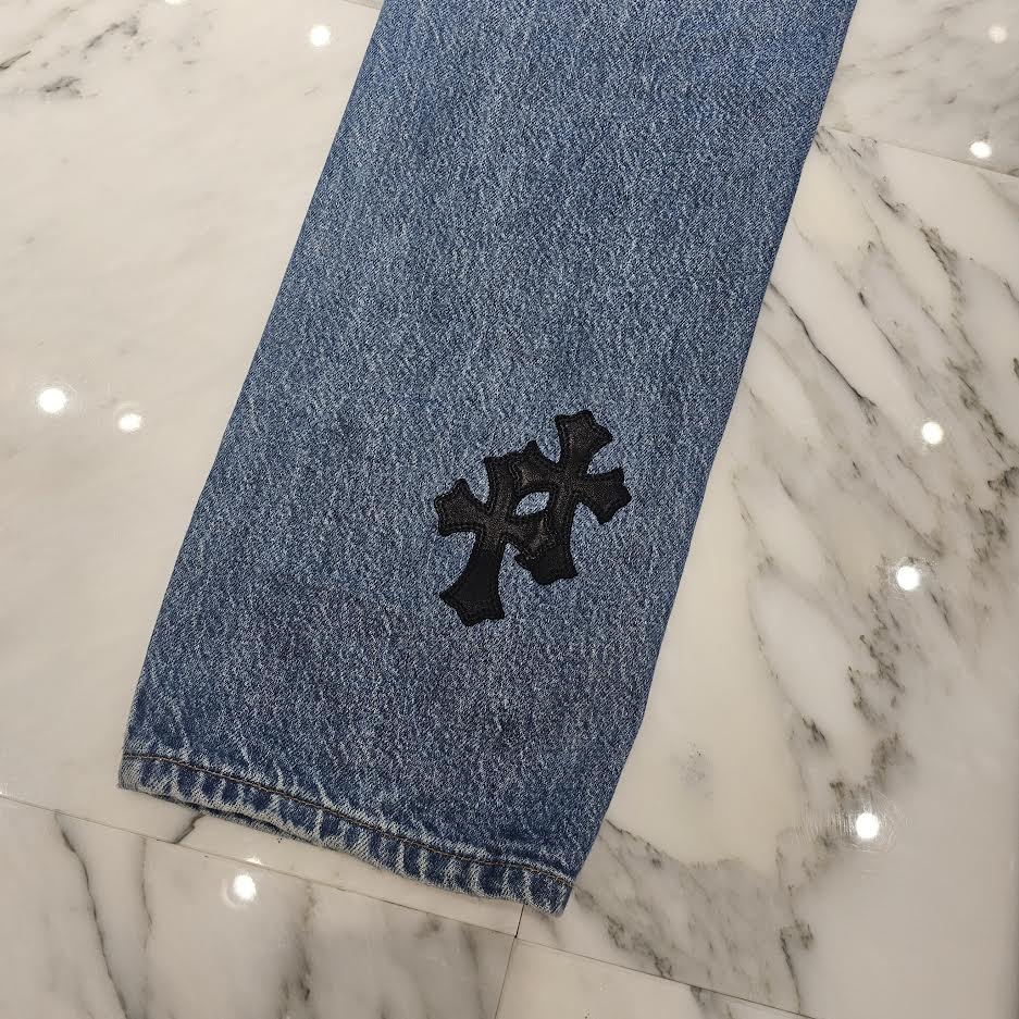 CHROME HEARTS × Levi's 505 VNTG Cross Leather Patch Denim Pants Size 32 クロムハーツ × リーバイス 505 ヴィンテージ クロスレザーパッチ デニムパンツ サイズ32