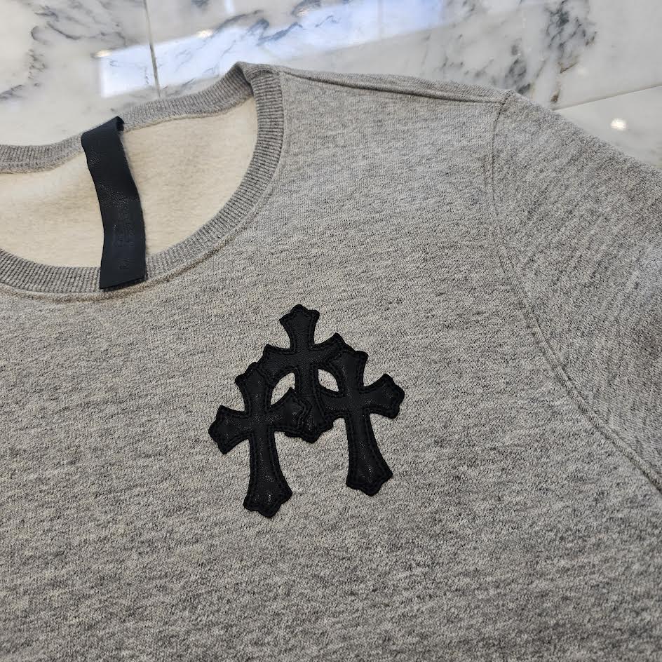 CHROME HEARTS Y NOT Cemetery Cross Leather Patch Pocket Sweat Tee Size S クロムハーツ ワイノット セメタリークロス レザーパッチ ポケット スウェット Tシャツ サイズS