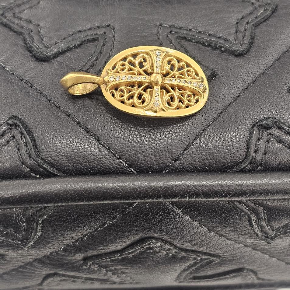 CHROME HEARTS 22K Classic Oval Cross Pendent Top Pave Diamond クロムハーツ 22K クラシック オーバルクロス ペンダントトップ パヴェダイヤモンド