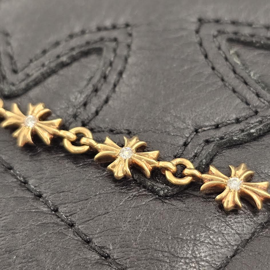 CHROME HEARTS 22K Tiny E Pave Diamond CH Plus Bracelet 12 LINK クロムハーツ 22K タイニーE パヴェダイヤモンド CHプラス ブレスレット 12リンク