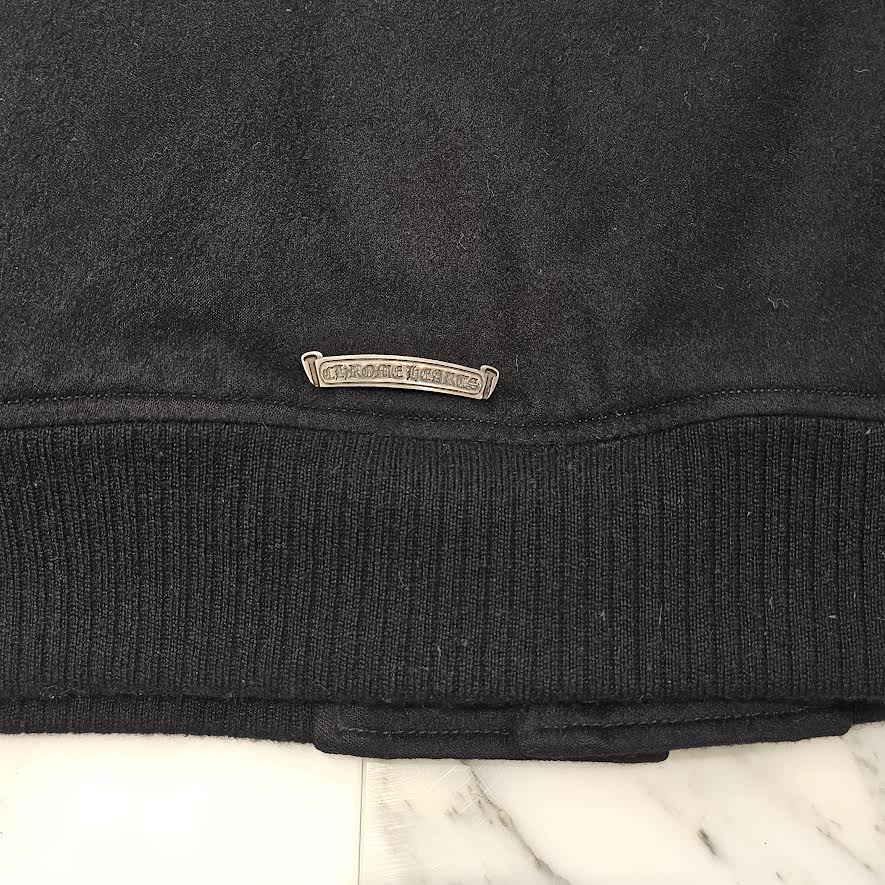 CHROME HEARTS LETTER MAN Cemetery Cross Patch Cashmere Leather Jacket Size XL クロムハーツ レターマン セメタリークロスパッチ カシミヤ レザージャケット サイズXL