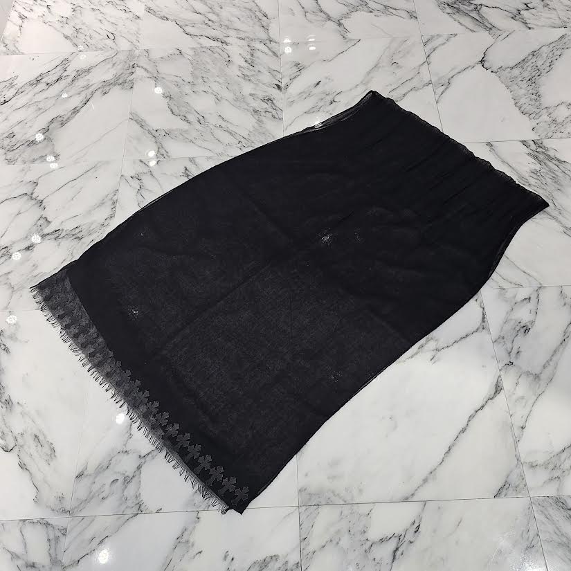 CHROME HEARTS Cemetery Leather Cross Patch Cashmere Stole クロムハーツ セメタリー レザークロスパッチ カシミヤ ストール