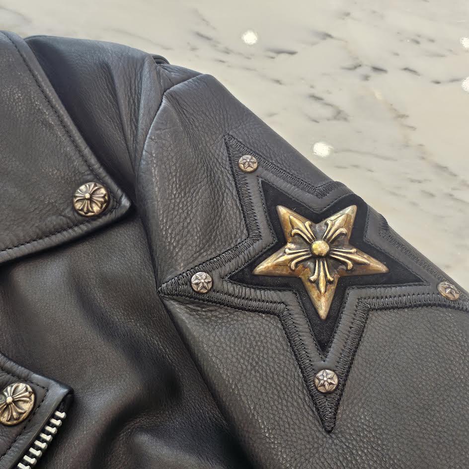 CHROME HEARTS JJ DEAN STAR CUSTOM Riders Leather Jacket Size M クロムハーツ JJディーン スターカスタム ライダース レザージャケット サイズM