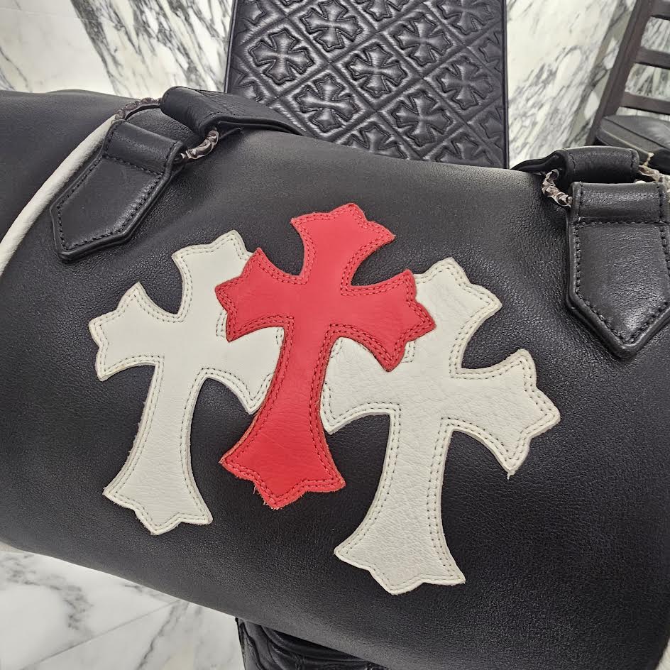CHROME HEARTS Las Vegas Limited DOMINO Cemetery Cross Patch Duffle Leather Boston Bag クロムハーツ ラスベガス限定 ドミノ セメタリークロスパッチ ダッフル レザー ボストンバッグ