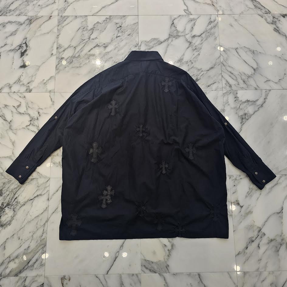 CHROME HEARTS YNOT Mahal Kita Cross Leather Patch Shirt Size S クロムハーツ ワイノット マハルキタ クロスレザーパッチ シャツ サイズS