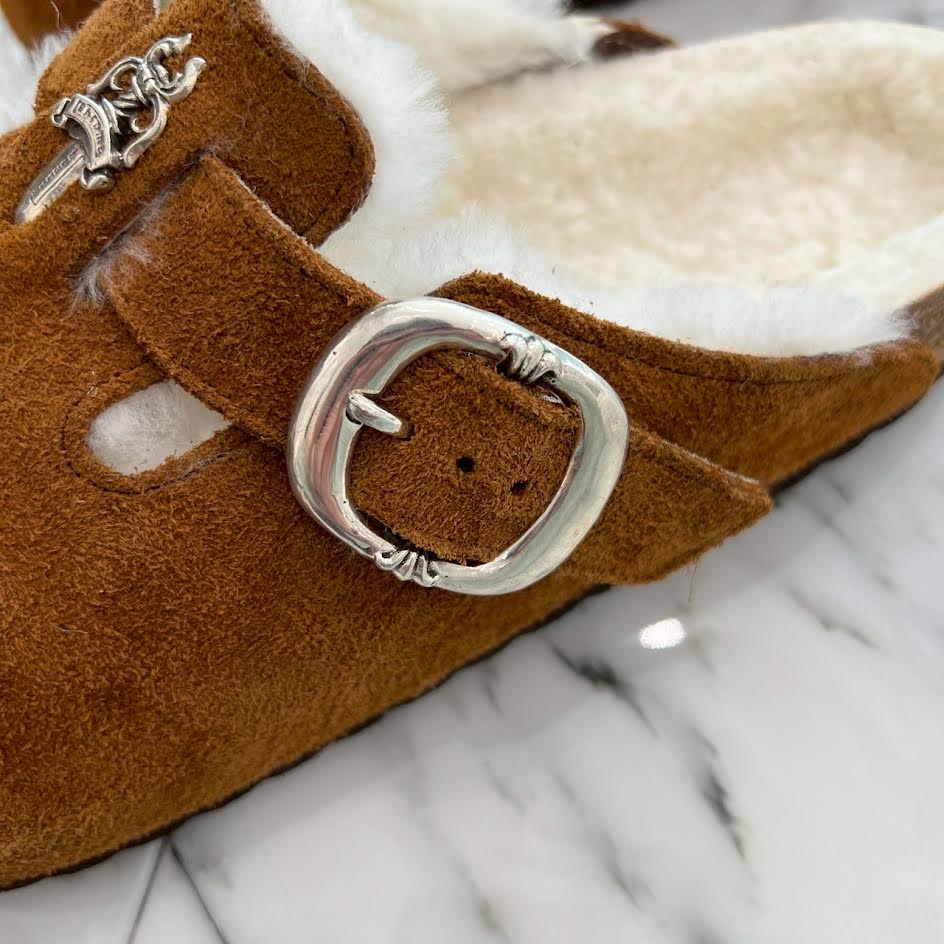 CHROME HEARTS × BIRKENSTOCK Boston Limited Silver Dagger Suede