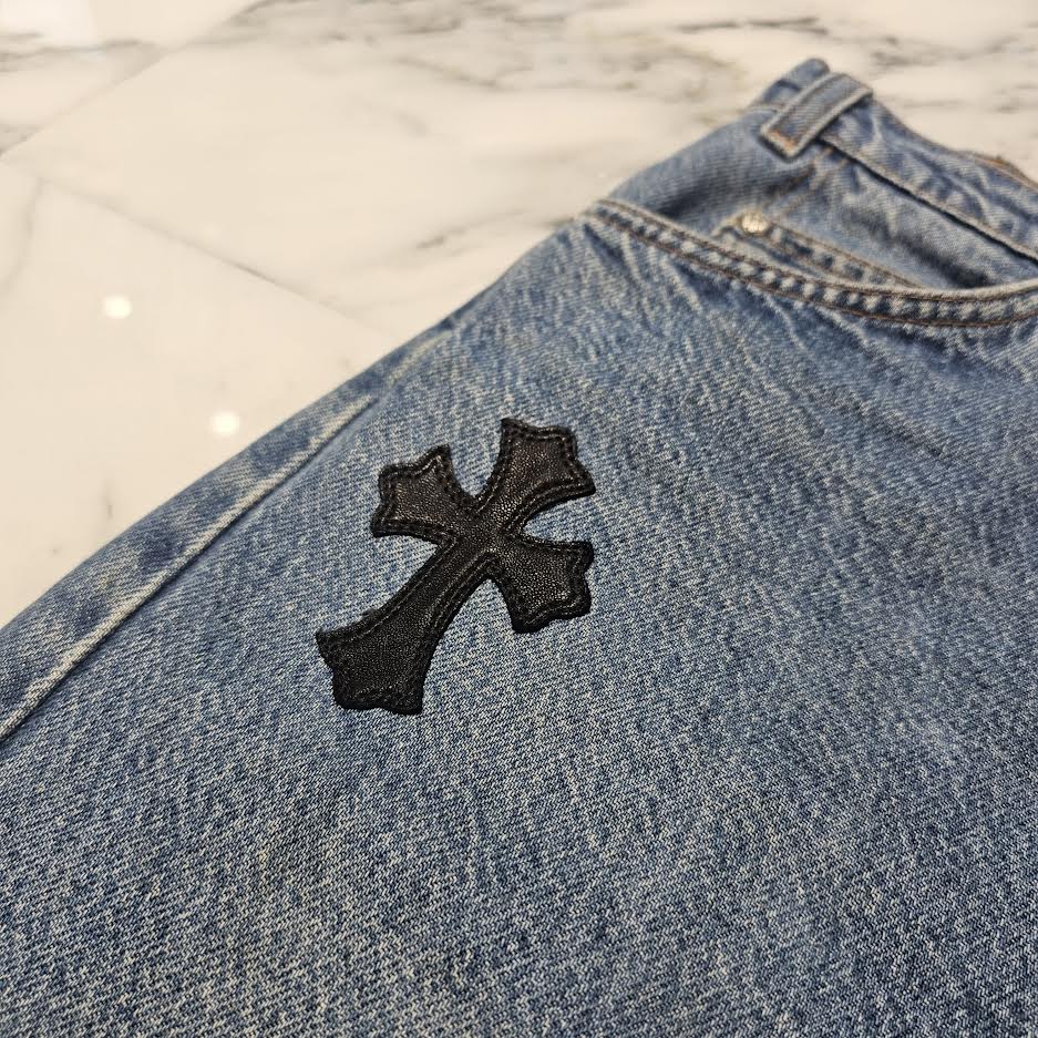 CHROME HEARTS × Levi's 505 VNTG Cross Leather Patch Denim Pants Size 32 クロムハーツ × リーバイス 505 ヴィンテージ クロスレザーパッチ デニムパンツ サイズ32