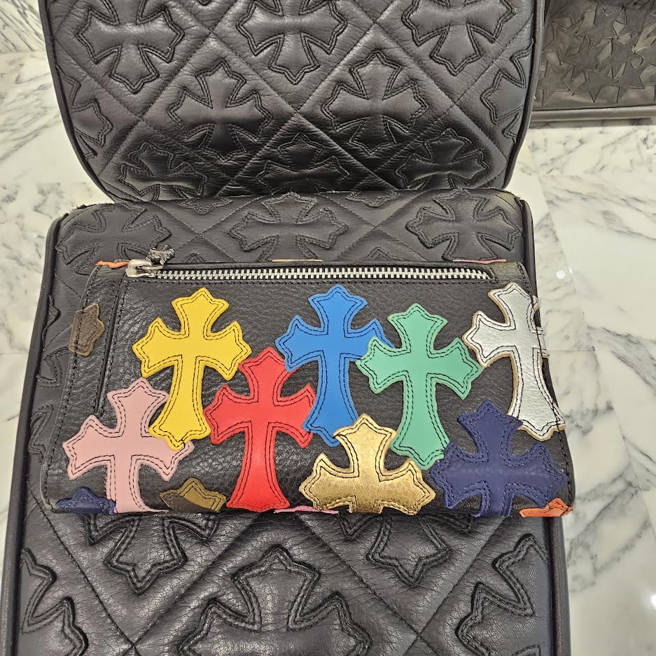 CHROME HEARTS Multi Color Leather Cross Patch Wave Wallet クロムハーツ マルチカラー レザークロスパッチ ウェーブウォレット