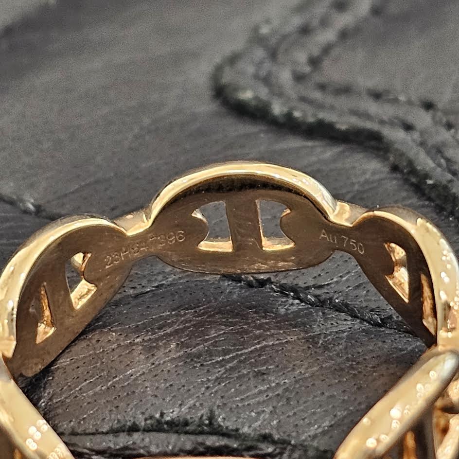 HERMES Au750 Chaine d'Ancre Enchainee PM Ring Size 13.5号 エルメス