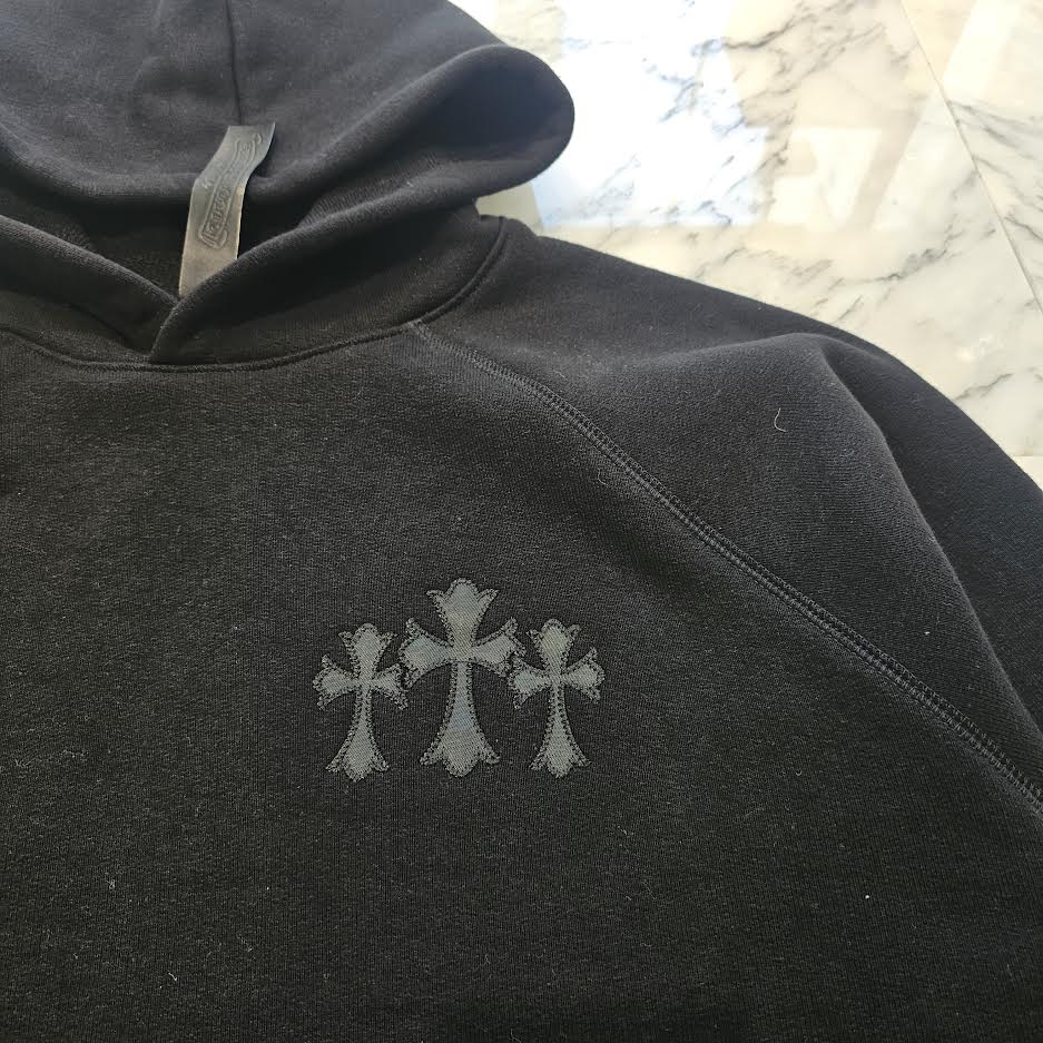 CHROME HEARTS 2025SS Y NOT Cemetery Cross Applique Embroidery Pullover Hoodie Size XL クロムハーツ ワイノット セメタリークロス アップリケ刺繡 プルオーバーフーディ サイズXL
